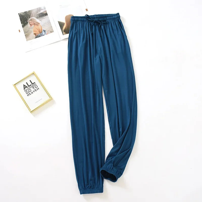 new style home service ladies pants spring and summer thin modal loose large size solid color home pants women bottoms