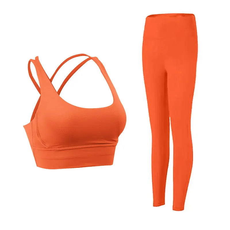 Ropa de Yoga de 2 piezas, chándal para mujer, ropa atlética, traje de Fitness para Pilates, entrenamiento de gimnasio, ropa de realce, Sujetador deportivo, traje de mallas