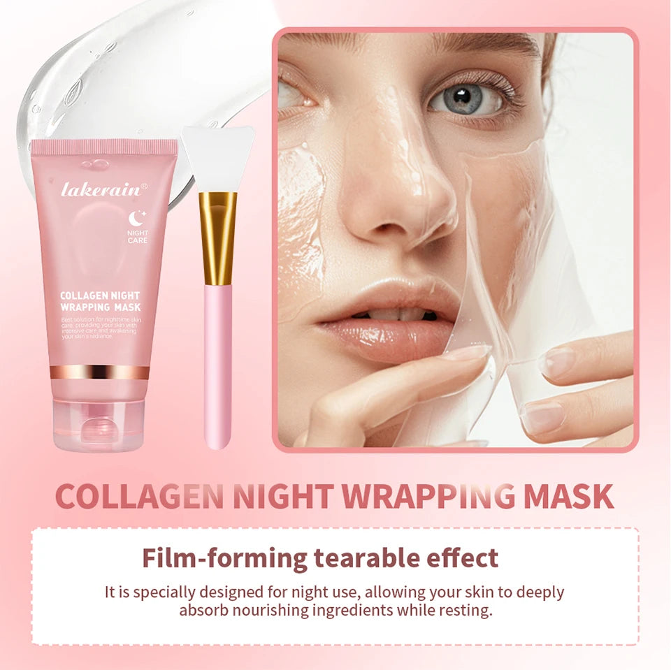 Mascarilla Facial de colágeno, paquete de envoltura nocturna, elasticidad, cuidado de hidratación, reduce la flacidez, Colágeno Hidrolizado para