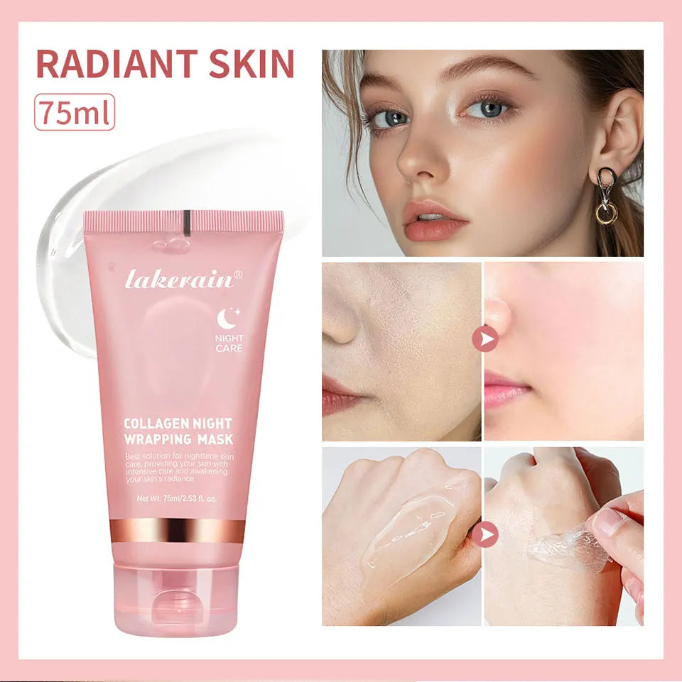 Mascarilla Facial de colágeno, paquete de envoltura nocturna, elasticidad, cuidado de hidratación, reduce la flacidez, Colágeno Hidrolizado para