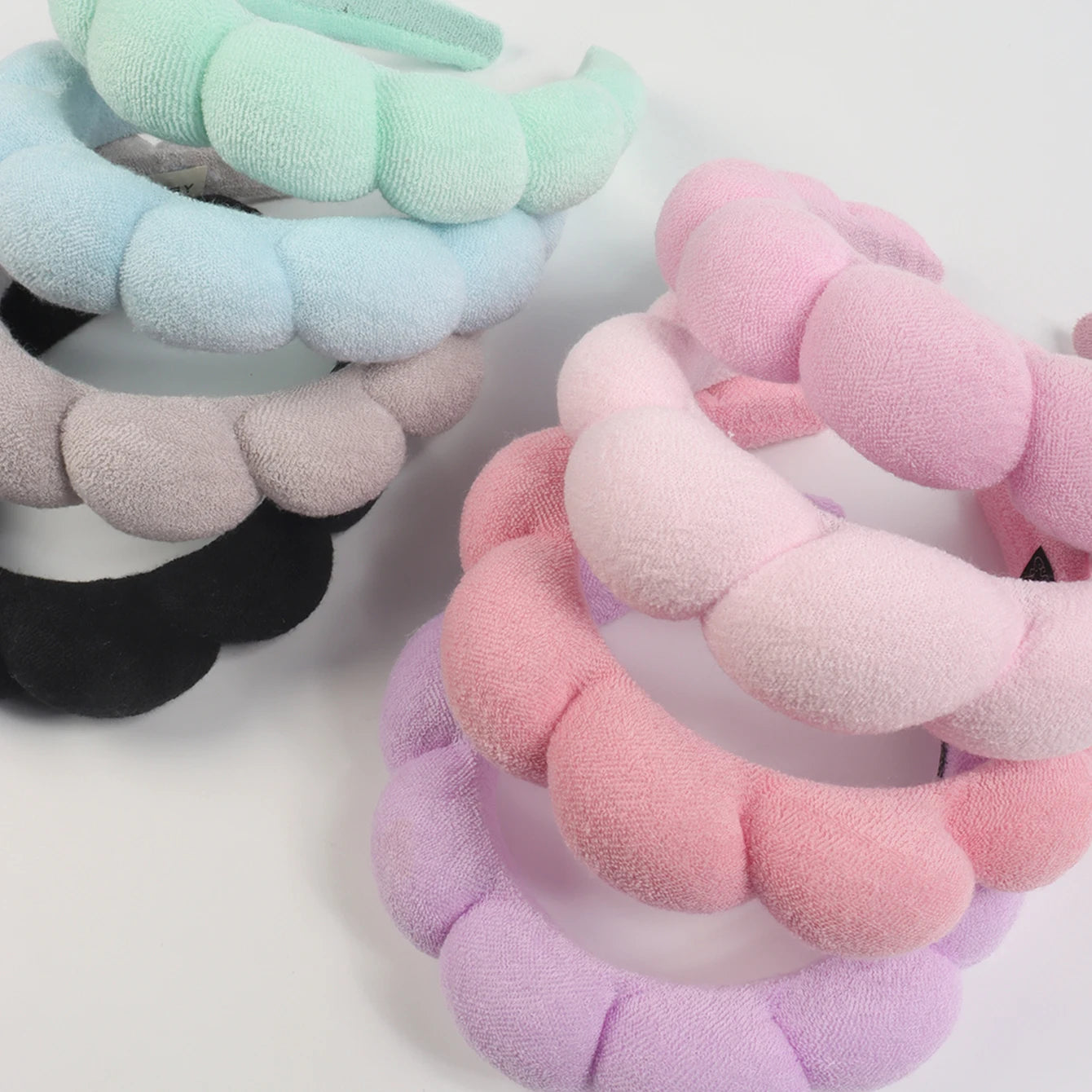 3 unit pulseras de lavado de microfibra de moda Scrunchies diadema hinchada Spa diadema de burbujas para lavar Maquillaje facial ducha cuidado de la piel