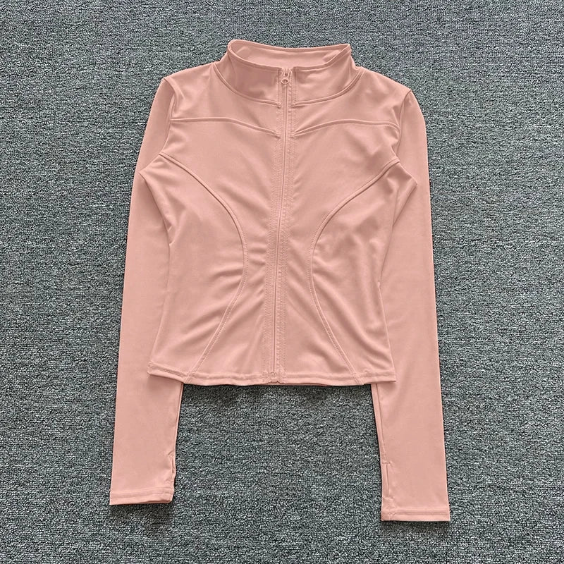 Chaqueta deportiva para mujer, camisa de manga larga, abrigo de entrenamiento, ropa de entrenamiento de gimnasia, ropa deportiva de Yoga