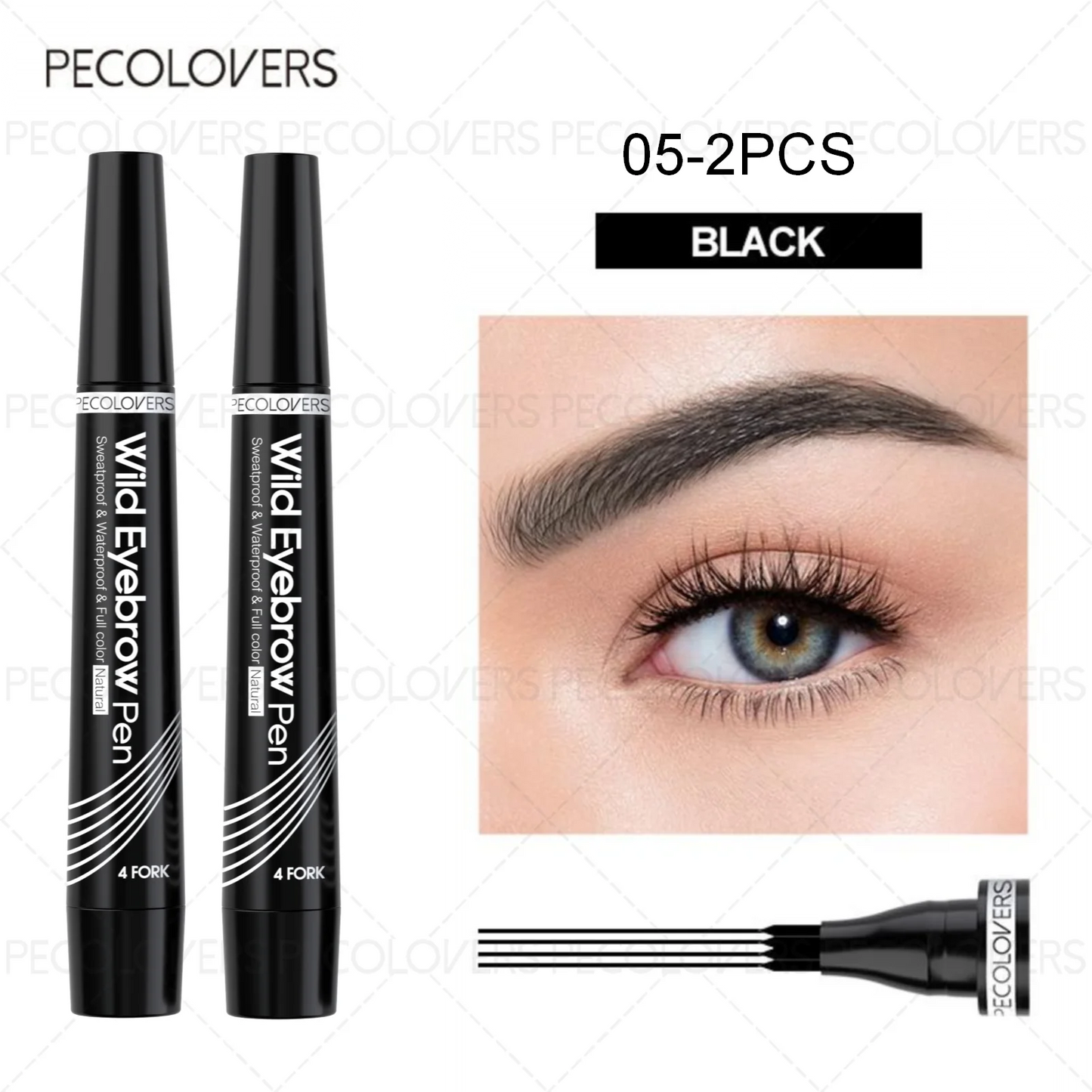 6 colores 1pc lápiz de cejas impermeable 4 punta dividida lápiz de cejas lápiz de tatuaje de cejas impermeable líquido negro lápiz de maquillaje de cejas