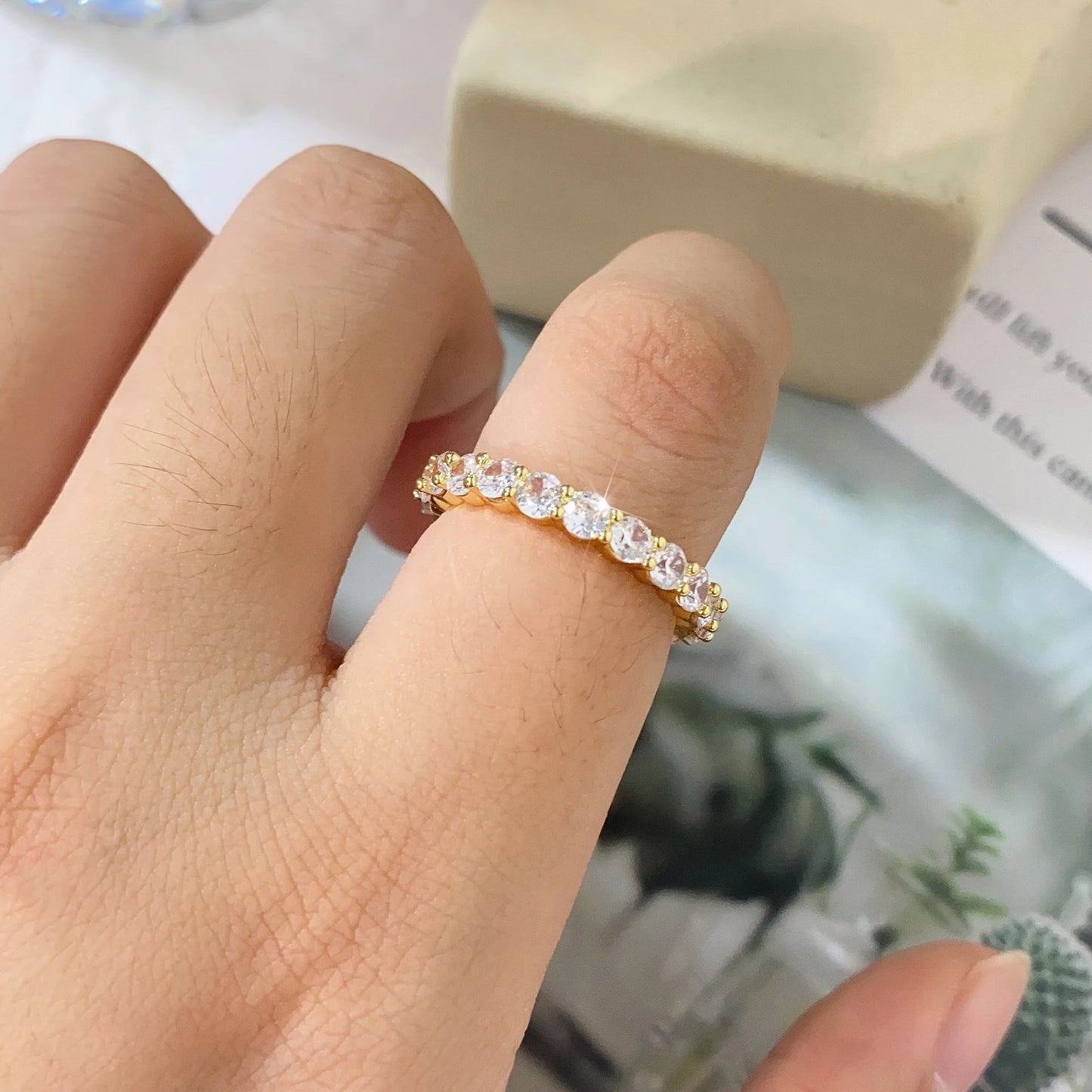 Anillos de compromiso de circonia cúbica Baguette clásicos para mujer, joyería de lujo chapada en oro de 18 quilates para fiesta y boda