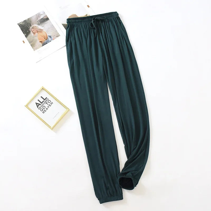 new style home service ladies pants spring and summer thin modal loose large size solid color home pants women bottoms
