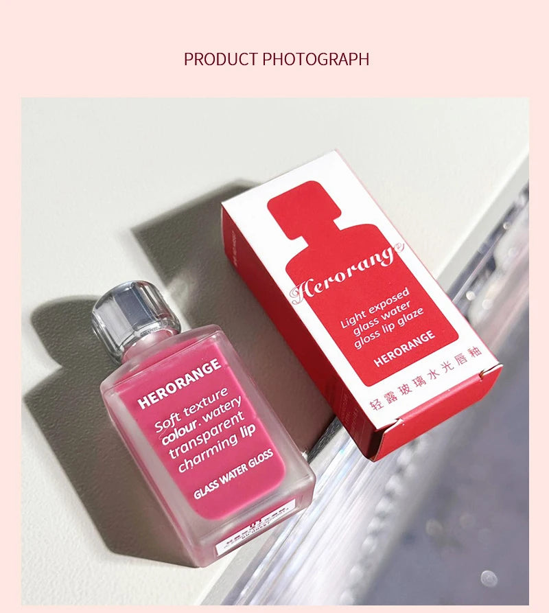 HERORANGE Laca de labios ligera similar al vidrio: brillo de espejo, fórmula hidratante; A prueba de manchas, de larga duración y brillo de la piel
