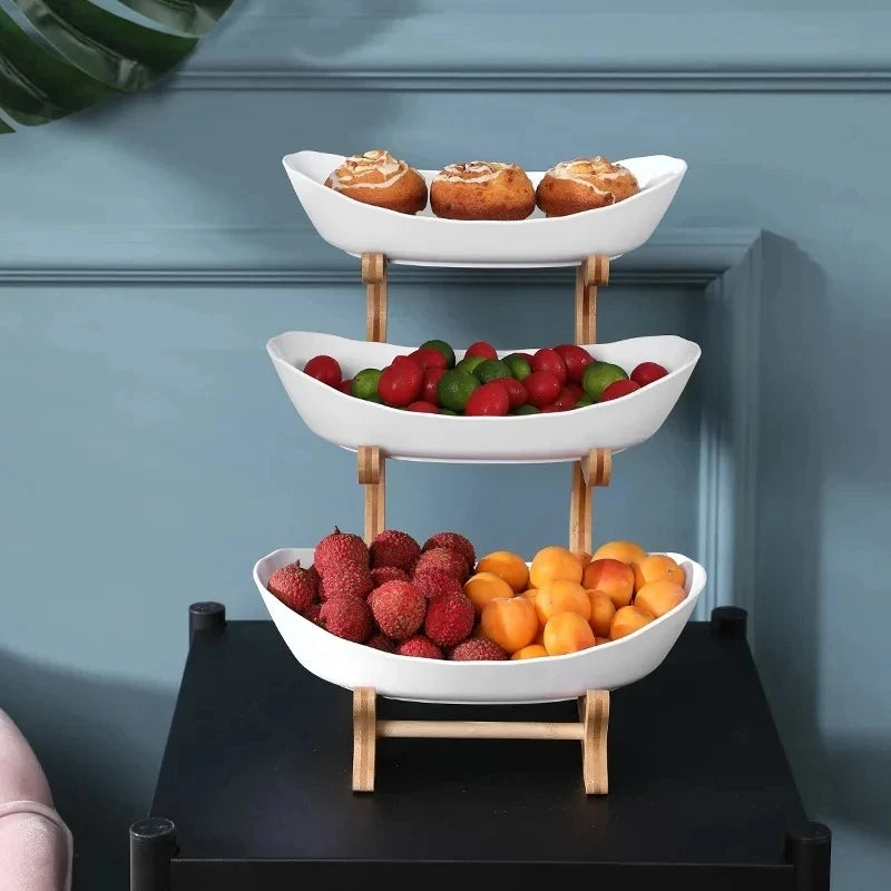 2/3 Layer Fruit Plate Home Living Room Plastic Snack Dish Creative Modern Dried Fruit Basket Candy Dish Cake Stand Salad Bowl