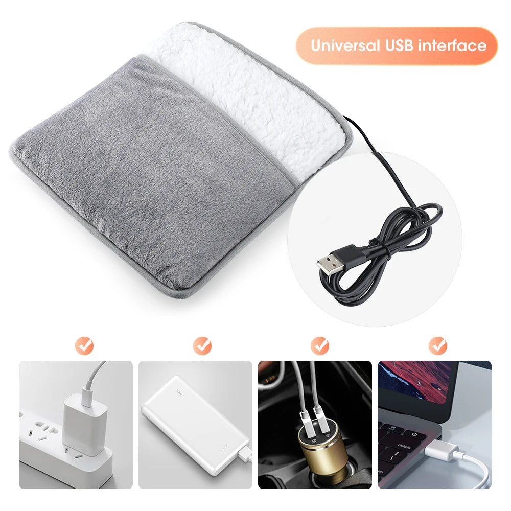 Foot Heating Pad USB Charging Soft Plush Washable Foot Warmer Heater Improve Sleeping Household Foot Warming Mat