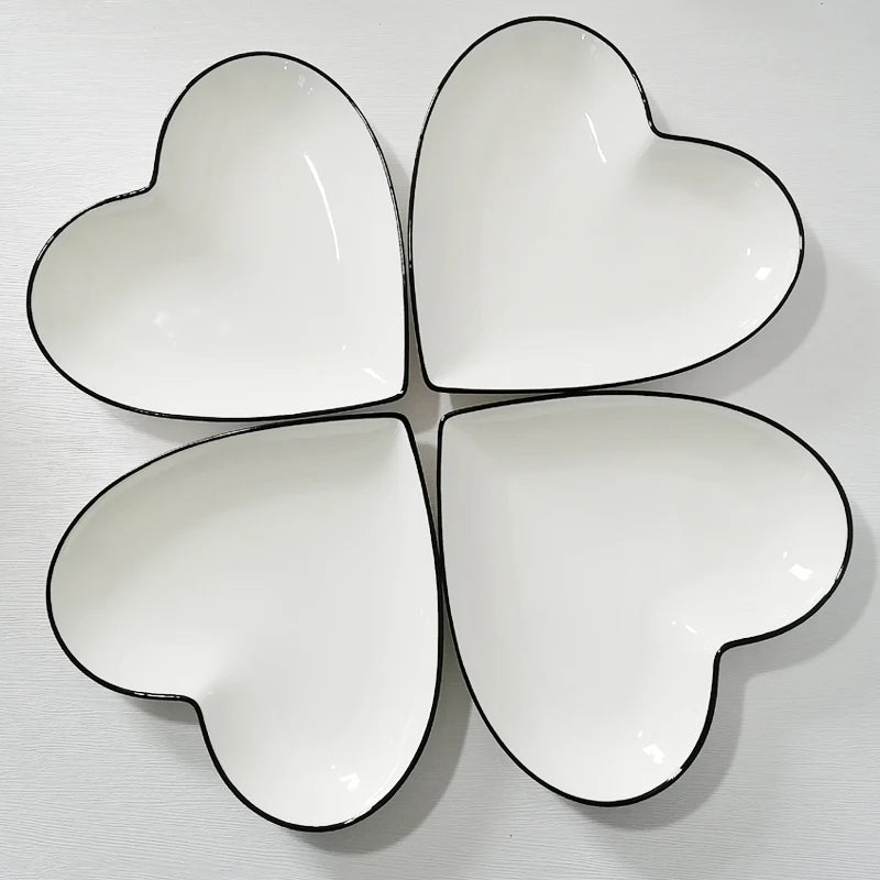 Ceramic Heart Plate Kitchen Cooking Dishes Lovers Tableware Special-shaped Plate Kitchen Utensils Porcelain New