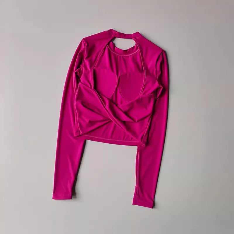Camiseta deportiva con almohadilla  espalda descubierta, traje de Yoga adelgazante de secado rápido, ropa superior