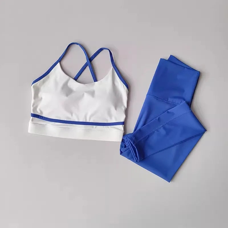 Conjunto de Yoga para mujer, conjunto de entrenamiento, mallas de Yoga de cintura alta de 2 piezas, Sujetador deportivo, traje de gimnasio, ropa deportiva, conjunto deportivo para Fitness