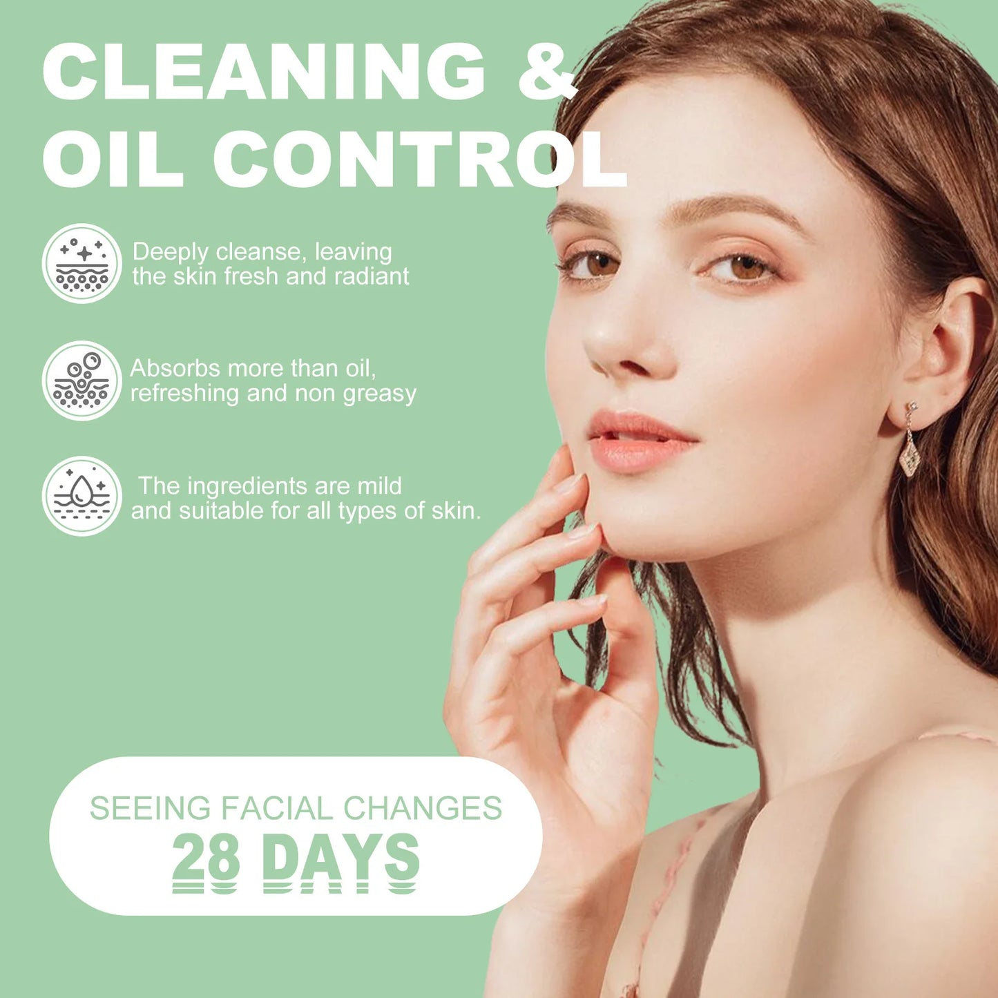 Green Tea Mask Pore Shrinking Oil Control Blackhead Removal Hyaluronic Acid Nourishing Moisturizing Face Wash Foam Face Cleanser