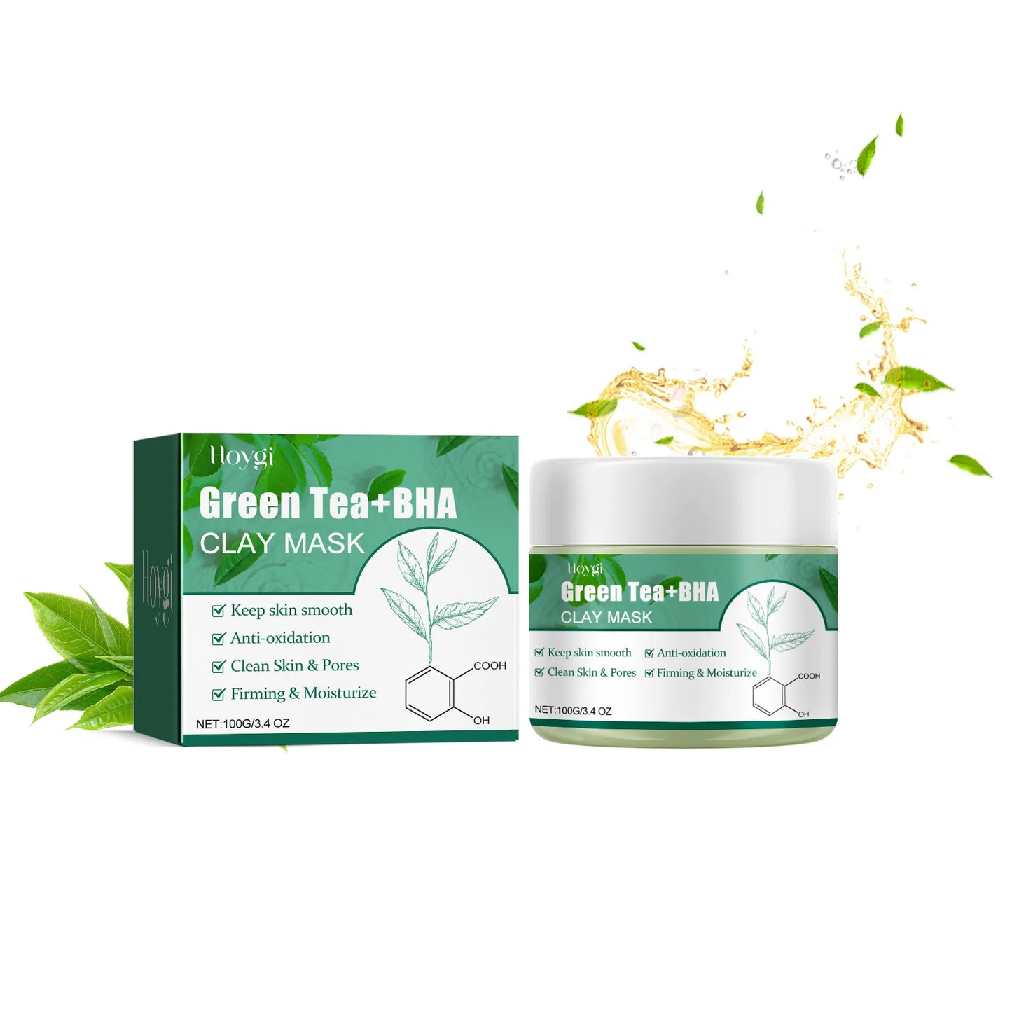 Green Tea Mask Pore Shrinking Oil Control Blackhead Removal Hyaluronic Acid Nourishing Moisturizing Face Wash Foam Face Cleanser