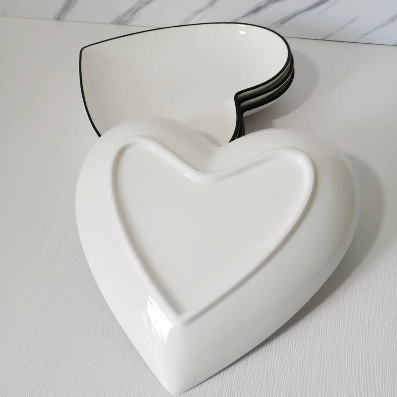 Ceramic Heart Plate Kitchen Cooking Dishes Lovers Tableware Special-shaped Plate Kitchen Utensils Porcelain New