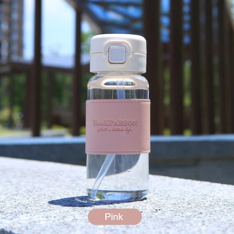 Creative Water Bottle with Straw Portable Cute Plastic Drinking Bottle