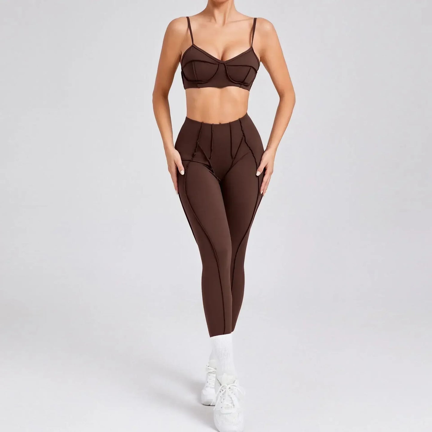 Yoga Sets Sports Fitness High Waist Hip-lifting Shapeing Trousers Backless Bra Suit Workout Gym Leggings Sets for Women