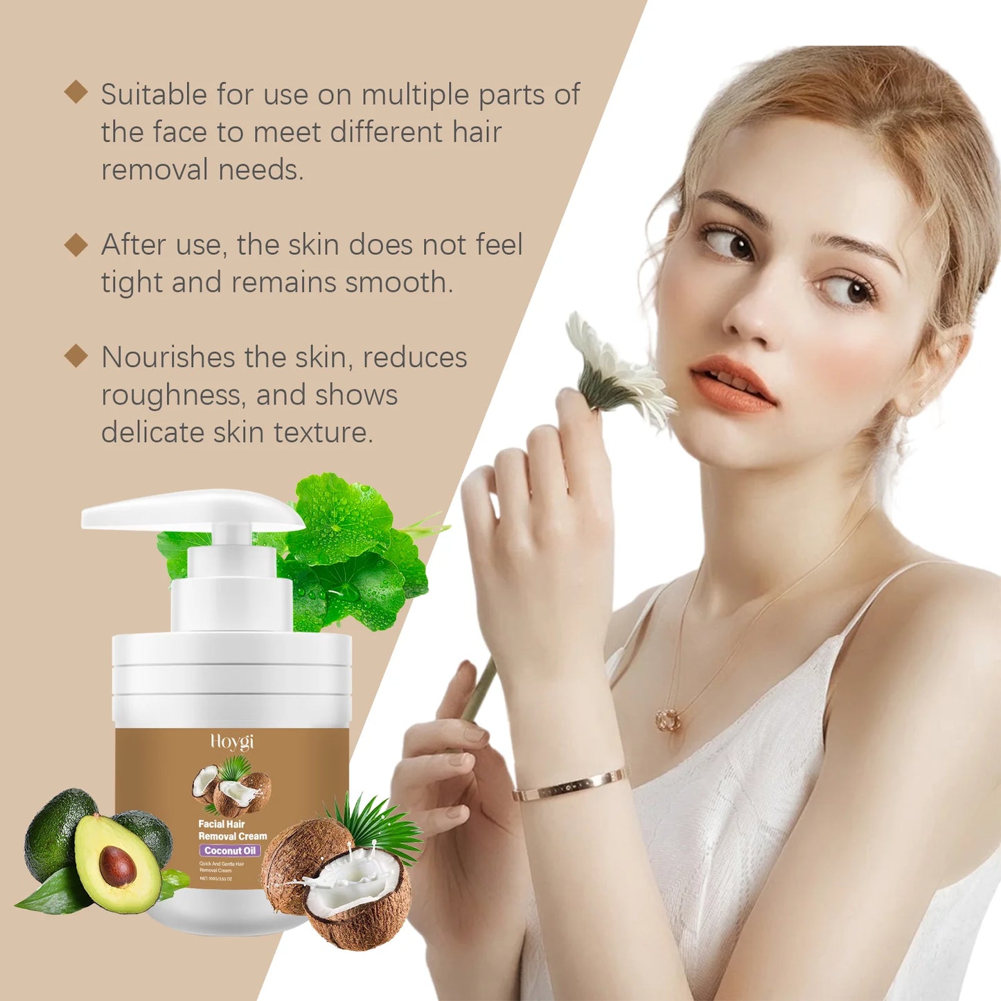Face Hair Removal Cream Painless Not Stimulating Reduce Redness Soothing Growth Inhibitor Smoothing Body Armpit Depilatory Cream