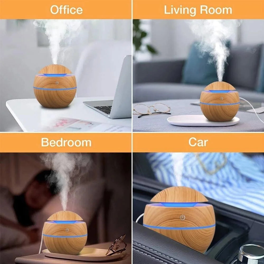 Humidifier Electric Air Aroma Diffuser Wood Ultrasonic Essential Oil room