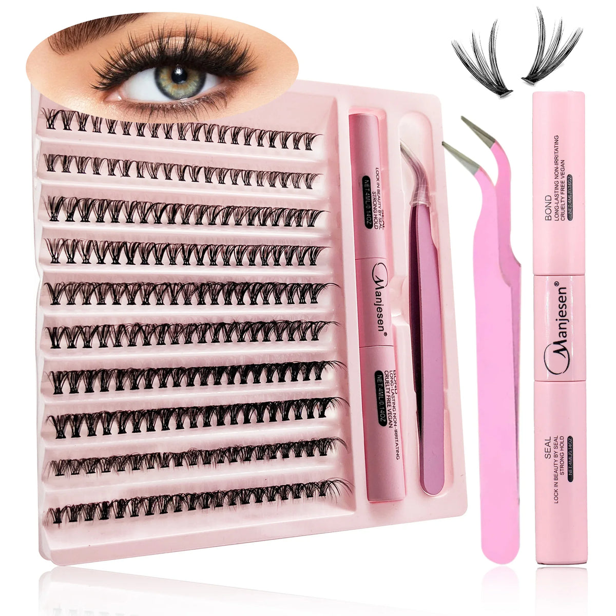 Kit de extensión de pestañas DIY, 200 piezas, racimo, unión y sello, herramientas de maquillaje para pegar, accesorios de pegamento