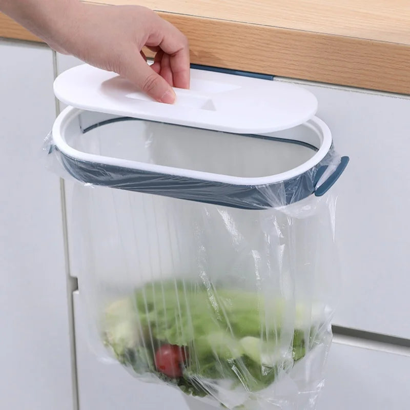 Portable Trash Bag Plastic Bracket Kitchen Cabinet Door Basket Hanging Trash Can Wall-Mounted Kitchen Organzier 