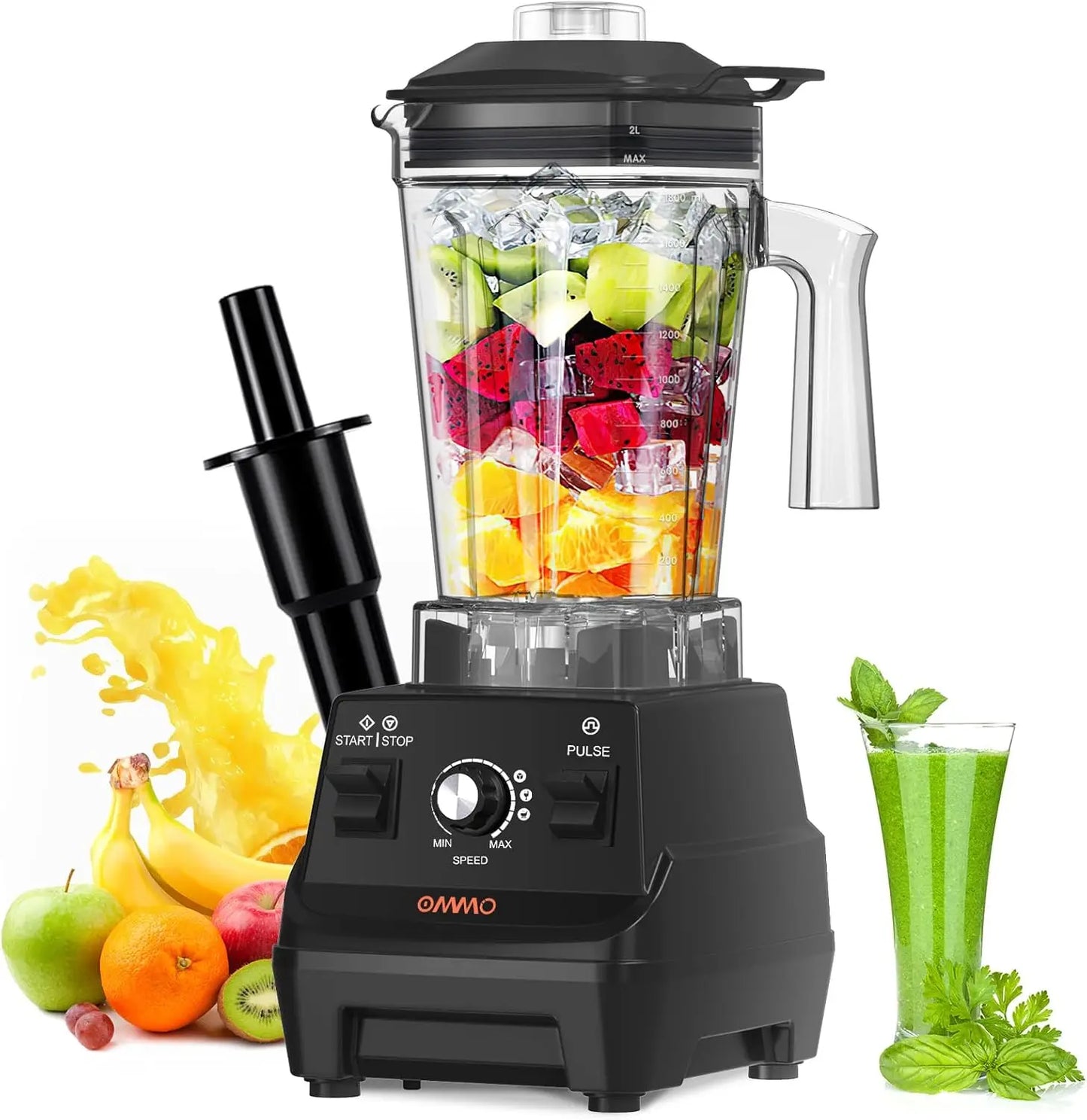 Blender 1800W, Professional High Speed Countertop Blender with Durable Stainless Steel Blades, 60oz BPA Free Blender for Shakes