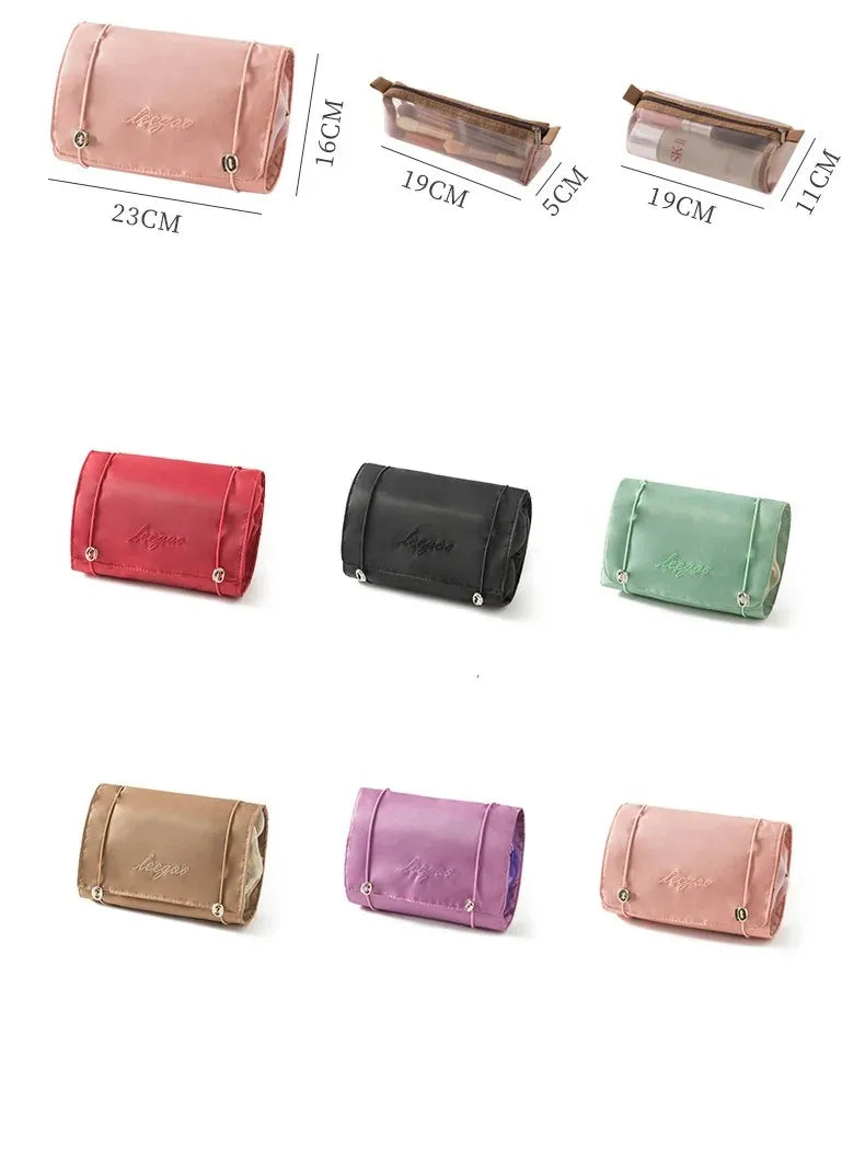 Bolsa de cosméticos desmontable, portátil, de gran capacidad, 4 en 1, bolsas de maquillaje, bolsa de aseo plegable portátil para almacenamiento de cosméticos de viaje