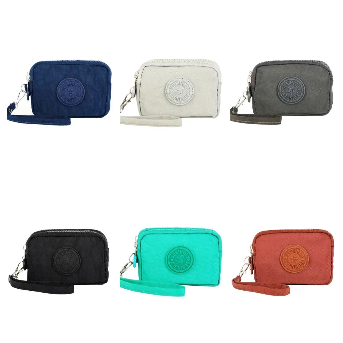 Mini monedero de nailon, bolso para llaves, billeteras para mujer con cremallera, impermeable, portátil, tarjetero de tres capas, bolso para mujer y niña, bolso para auriculares