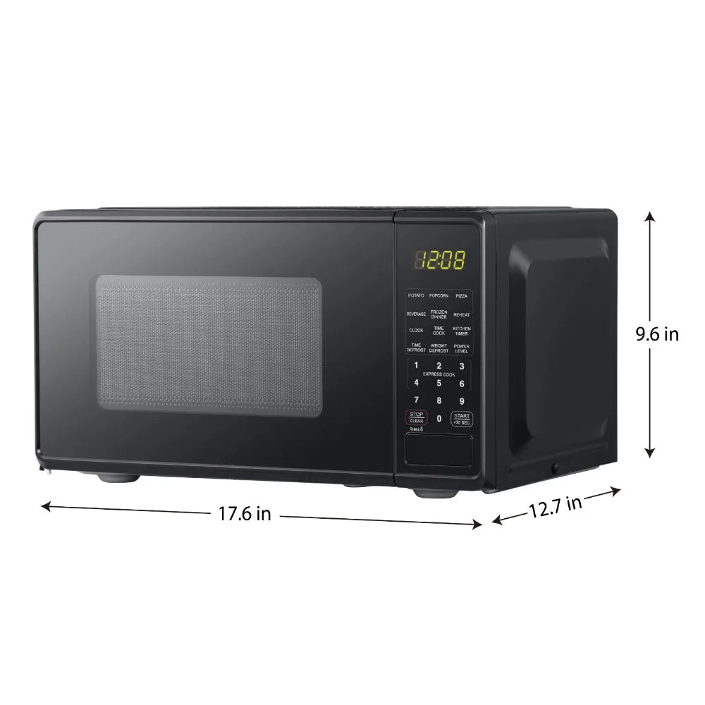 Microwave Oven, 700 Watts, Black, New, LED Display, Kitchen Timer, Household Tabletop Microwave Oven