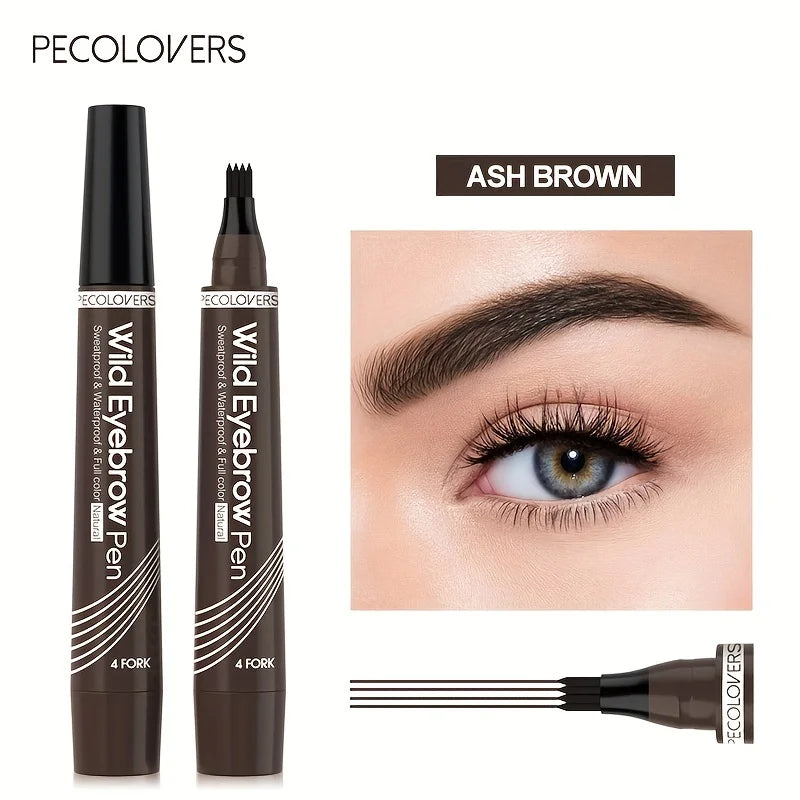 6 colores 1pc lápiz de cejas impermeable 4 punta dividida lápiz de cejas lápiz de tatuaje de cejas impermeable líquido negro lápiz de maquillaje de cejas
