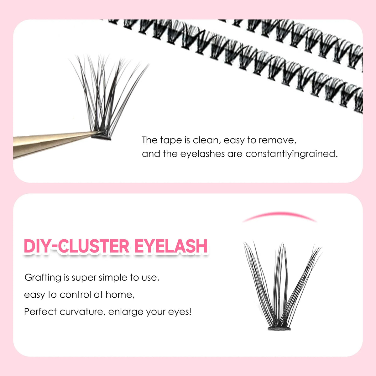 Kit de extensión de pestañas DIY, 200 piezas, racimo, unión y sello, herramientas de maquillaje para pegar, accesorios de pegamento