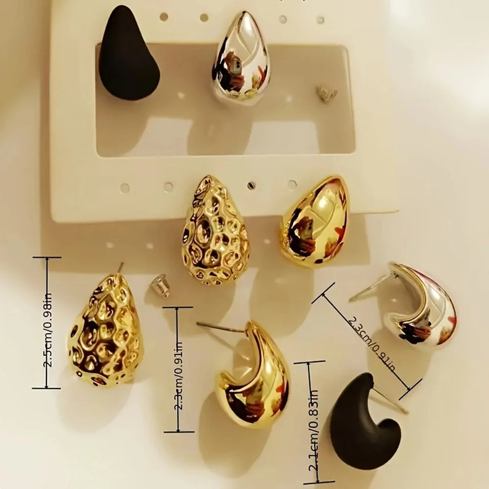 4 par/set Vintage brillante grueso acrílico gota de agua pendiente con pasador moda creativa pendientes colgantes de lágrima joyería de fiesta elegante para mujer