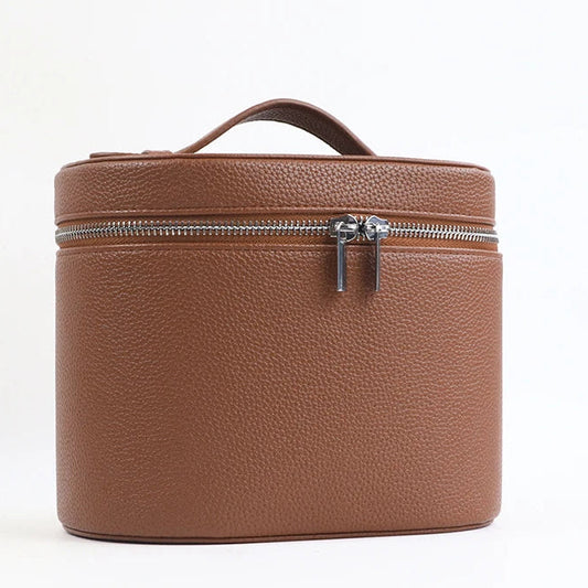 Caja de cosméticos de cuero  de gran capacidad con , bolsa de cosméticos portátil de viaje