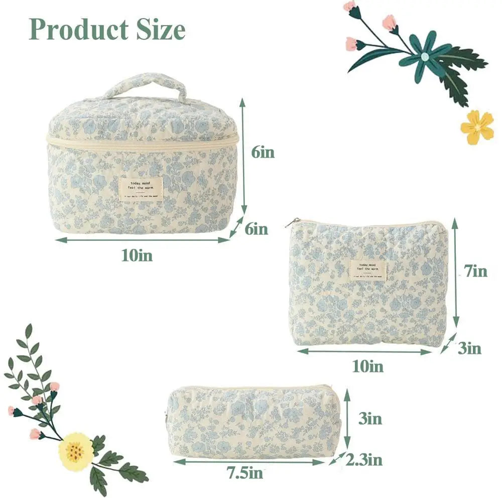 Bolsa de maquillaje de algodón acolchado para mujer, organizador de cosméticos con cremallera, bolso de tela con forma de caja, estuche de aseo portátil para niñas, 1 Uds.