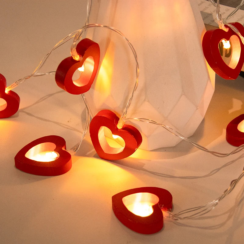 10pcs Valentine's Day Gift Anniversary Decorations heart shape fairy ligths