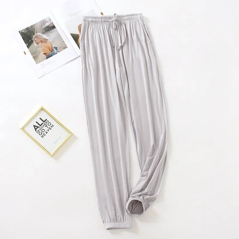 new style home service ladies pants spring and summer thin modal loose large size solid color home pants women bottoms