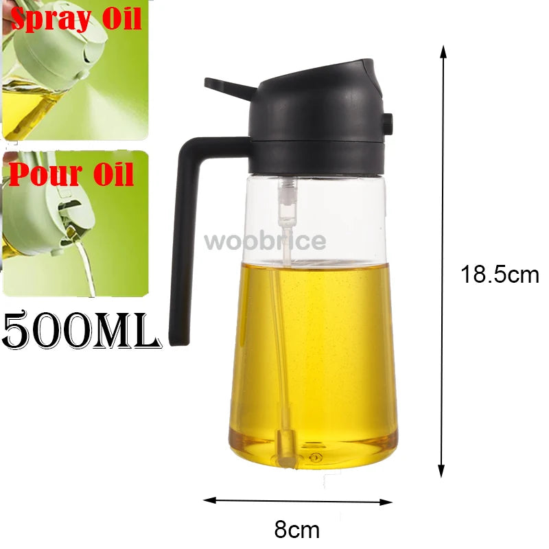 2in1 Kitchen Spray Oil Dispenser 500ml Oil  Sprayer Polisher for Air Fryer Salad Grilling Roasting Cooking Kitchen Acceesories