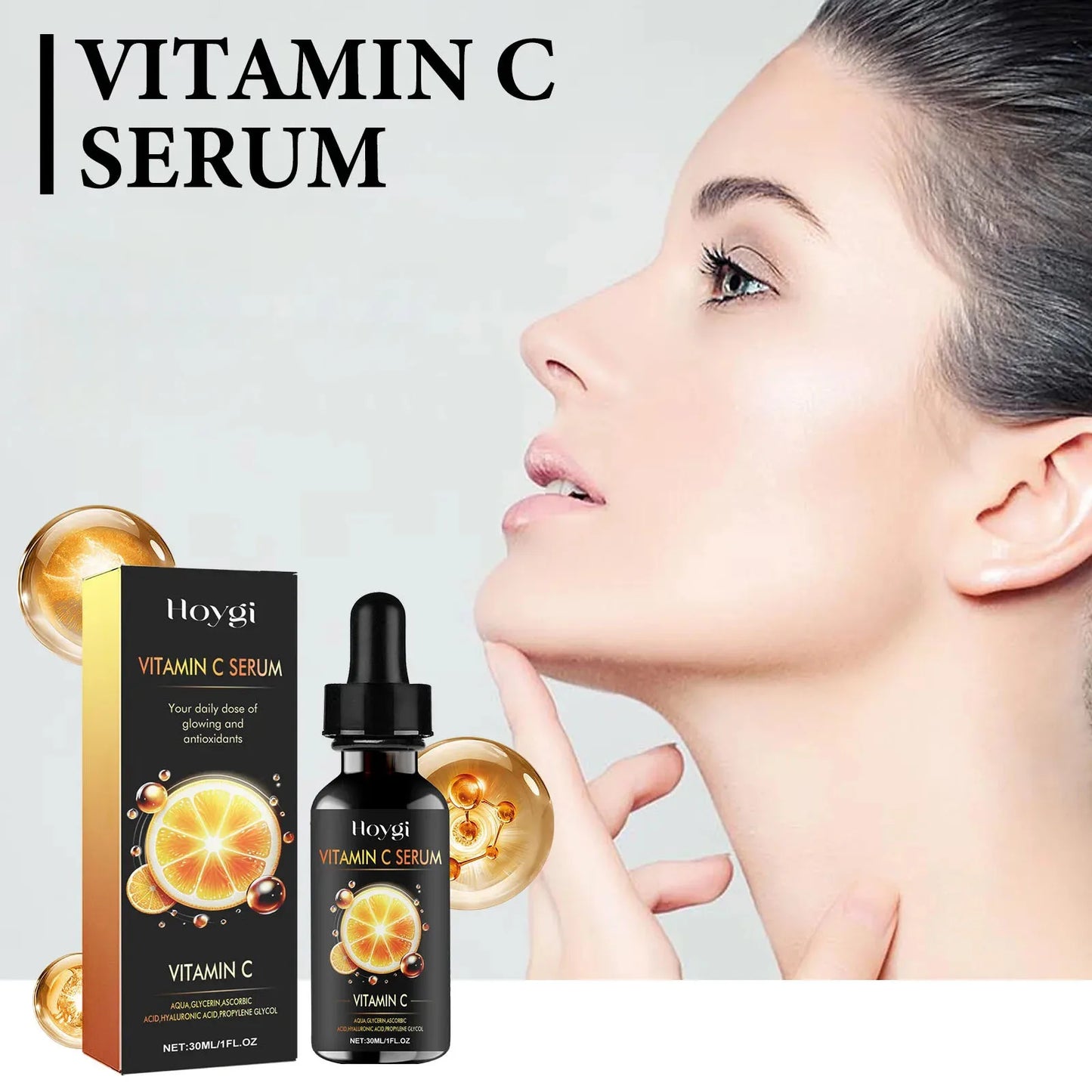 Vitamin C Facial Serum Wrinkle Remover Shrink Pores Anti Aging Lighten Spots Moisturizing Brightening Hyaluronic Acid Essence