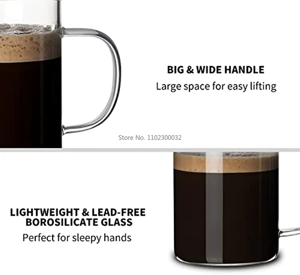 coffe Heat-Resistant Transparent Glass with Handle Water, tea, juice