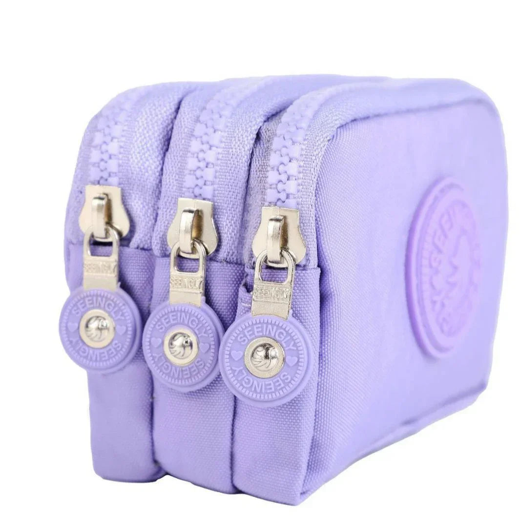 Mini monedero de nailon, bolso para llaves, billeteras para mujer con cremallera, impermeable, portátil, tarjetero de tres capas, bolso para mujer y niña, bolso para auriculares