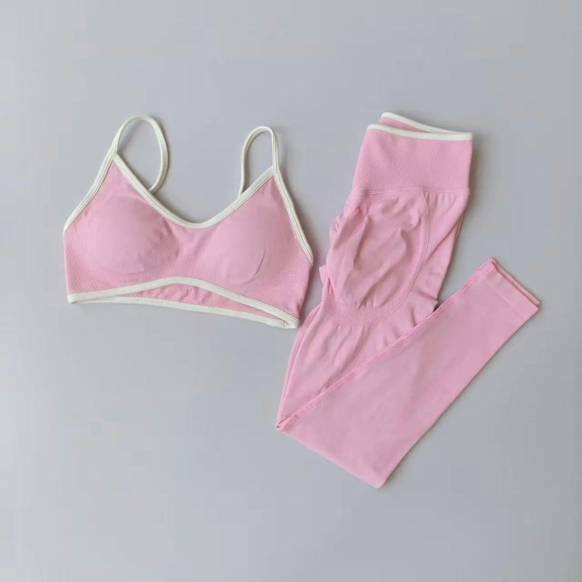 Conjuntos de mallas sin costuras para mujer, sujetadores y mallas deportivas con tiras, mallas esculpidas de cintura alta, pantalones para correr, trajes de gimnasio, 2 uds.