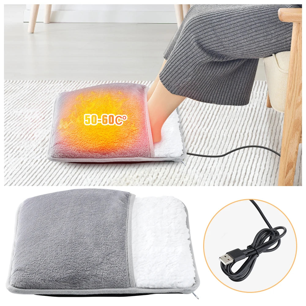 Foot Heating Pad USB Charging Soft Plush Washable Foot Warmer Heater Improve Sleeping Household Foot Warming Mat