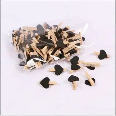 30x4mm 50pcs Wooden Colored Love Heart Photo Clip Memo Paper Peg Clothespin Stationery Valentine's Day Wedding Party Craft Decor