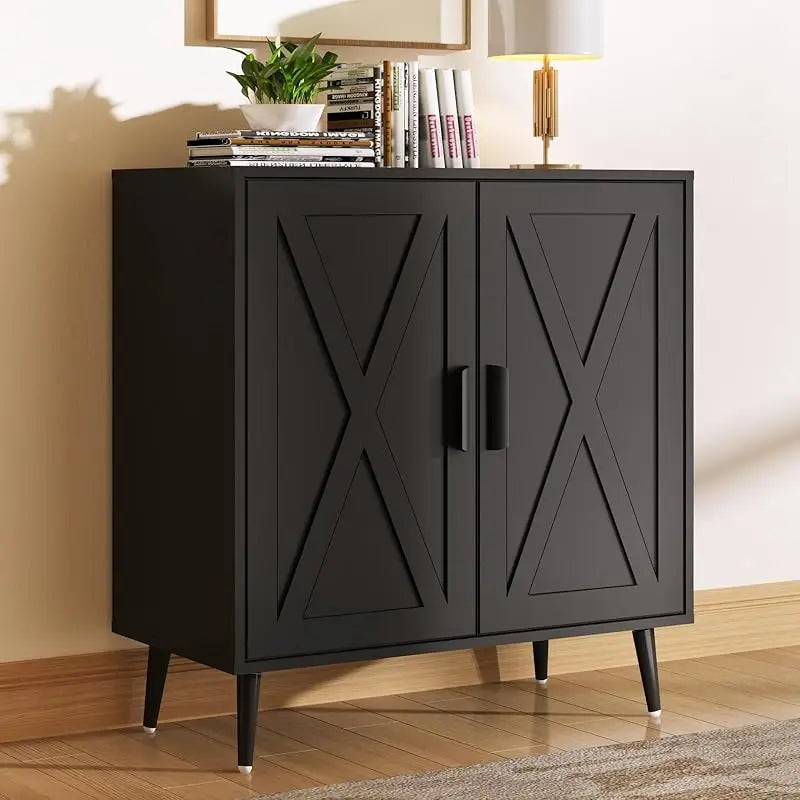 Cabinet with 2 door Farmhouse Kitchen Storage Cabinet with Adjustable Shelves, Modern Coffee Bar Cabinet