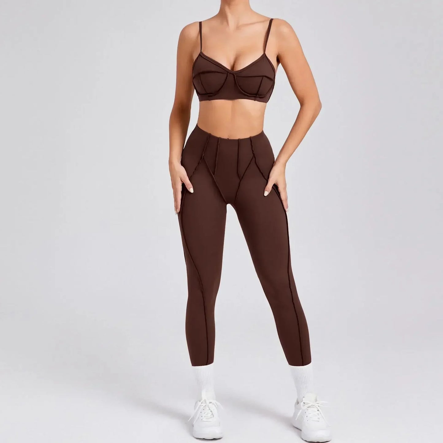 Yoga Sets Sports Fitness High Waist Hip-lifting Shapeing Trousers Backless Bra Suit Workout Gym Leggings Sets for Women