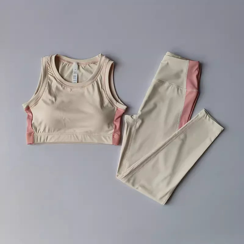 Conjunto de Yoga para mujer, conjunto de entrenamiento, mallas de Yoga de cintura alta de 2 piezas, Sujetador deportivo, traje de gimnasio, ropa deportiva, conjunto deportivo para Fitness
