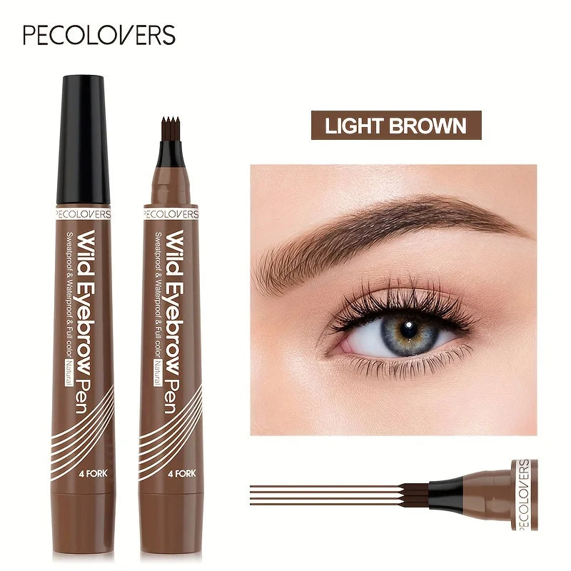 6 colores 1pc lápiz de cejas impermeable 4 punta dividida lápiz de cejas lápiz de tatuaje de cejas impermeable líquido negro lápiz de maquillaje de cejas