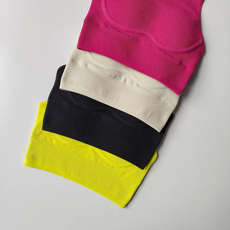 Sports Underwear Integrated Fixed Chest Pad for Women's Yoga Suit Vest Tight and Slimming Fitness Bra I-shaped Back Bra Clothes