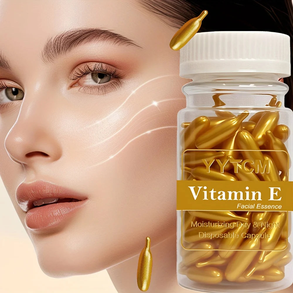 Cápsulas de suero de vitamina E, cápsulas de esencia de un solo uso, piel facial hidratante e hidratante, 90 cápsulas/botella - 1 botella