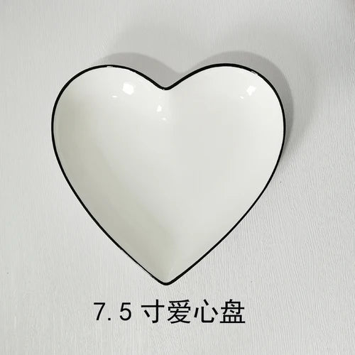 Ceramic Heart Plate Kitchen Cooking Dishes Lovers Tableware Special-shaped Plate Kitchen Utensils Porcelain New