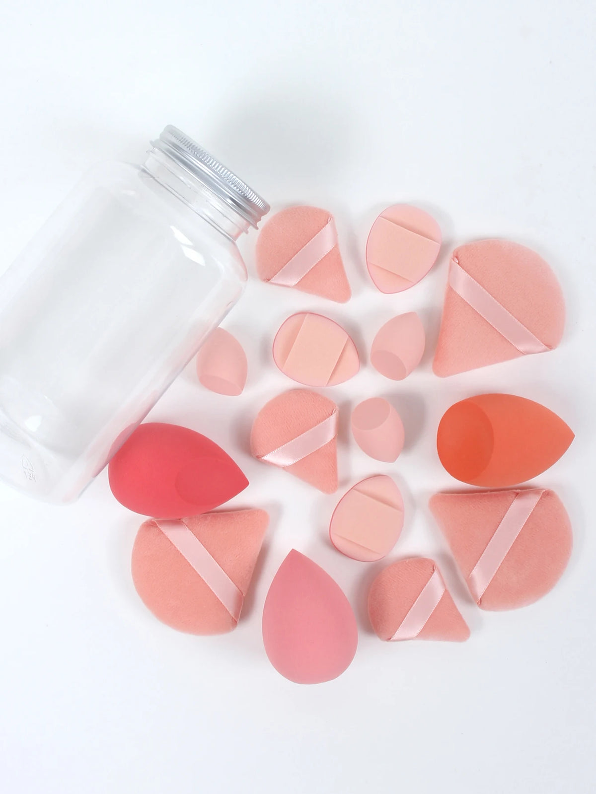 Primavera 15 latas, 3 esponjas para polvos sueltos y 3 mini esponjas para polvos sueltos y 3 mini huevos de maquillaje y 3 mini esponjas con cojín de aire, mezcla de bases
